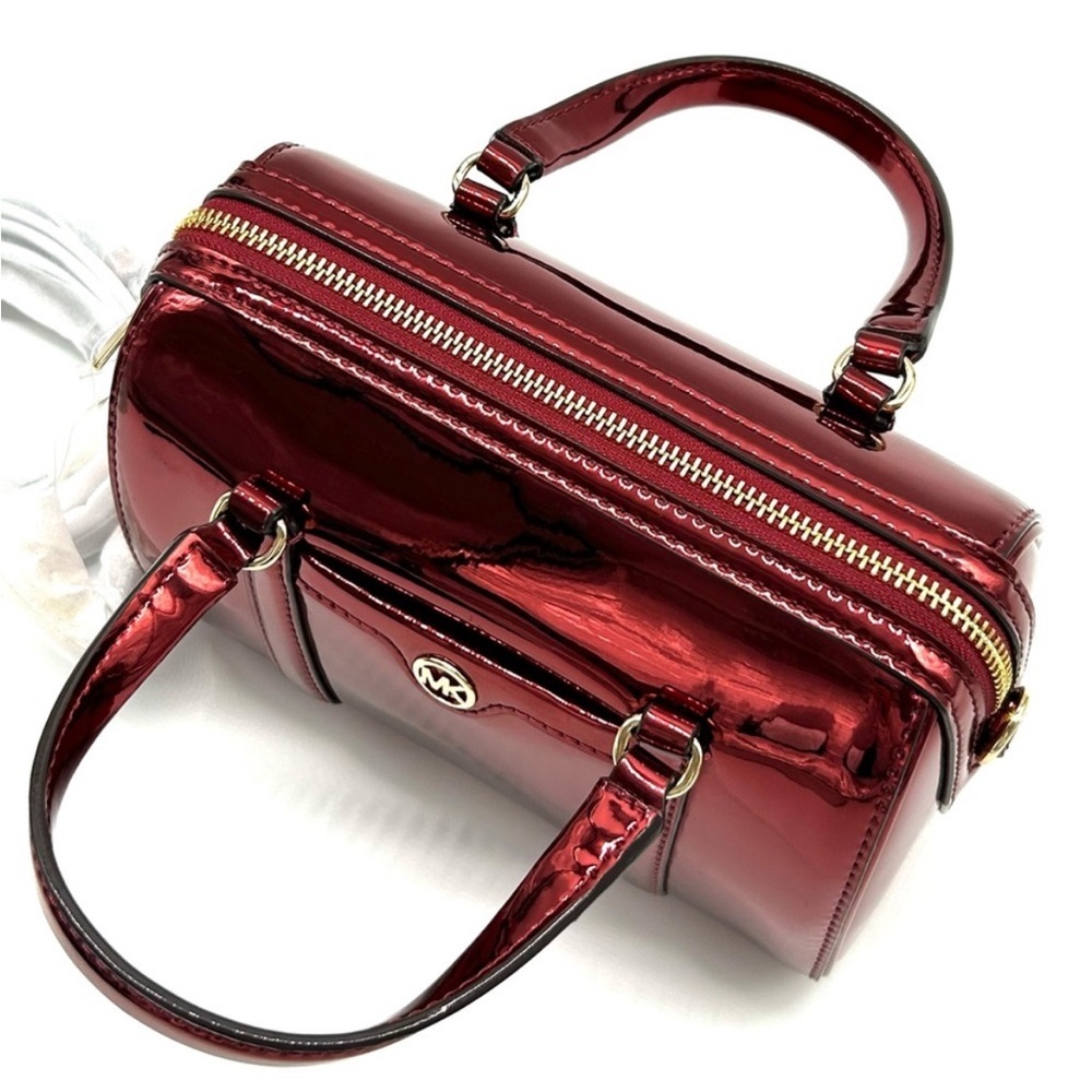 Michael Kors Jet Set Small Patent Duffel Crossbody Bag Cherry - Picture 7 of 10